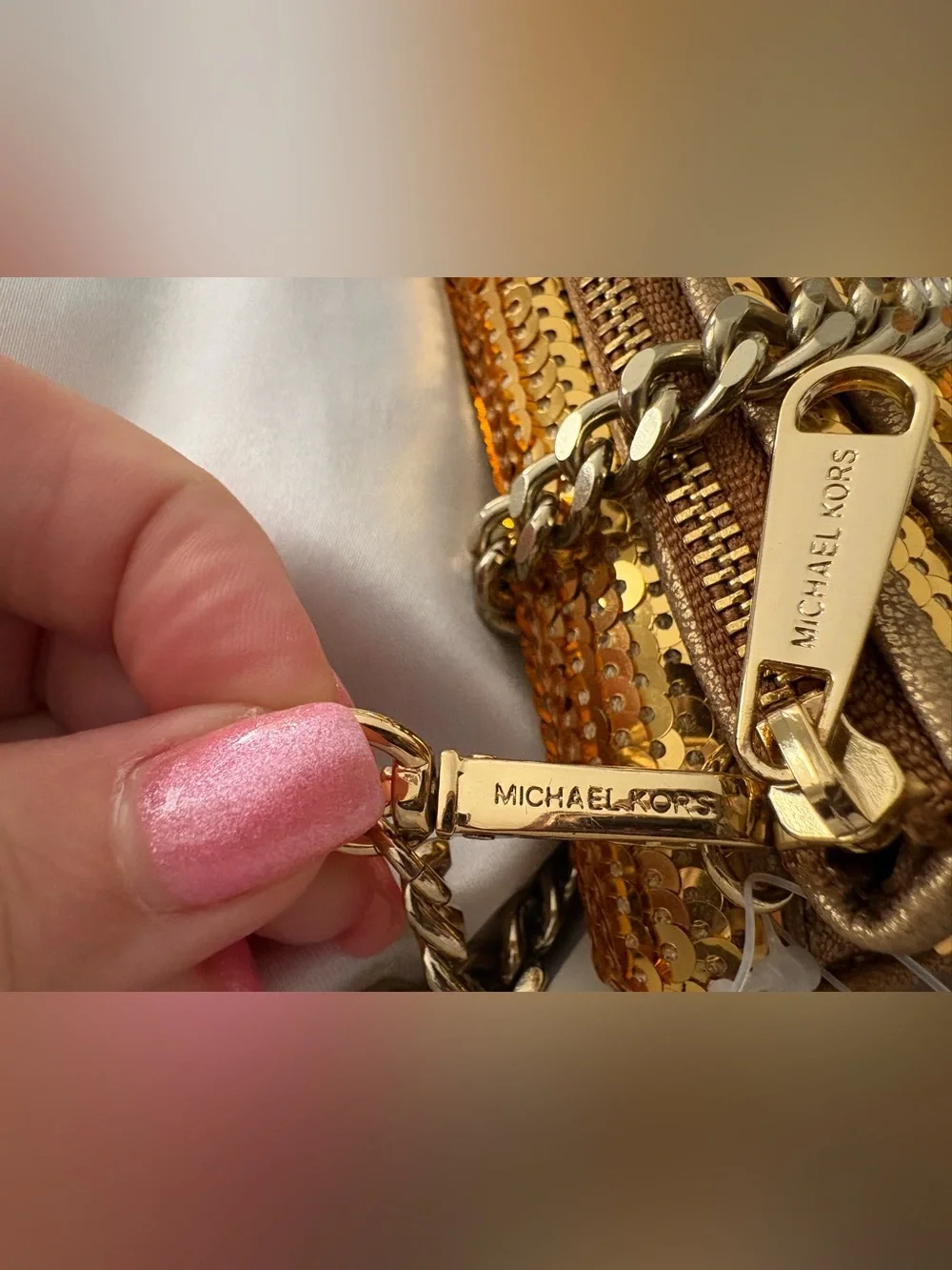Michael Kors Gold Sequin Chain Wallet Wristlet/Crossbody NWT